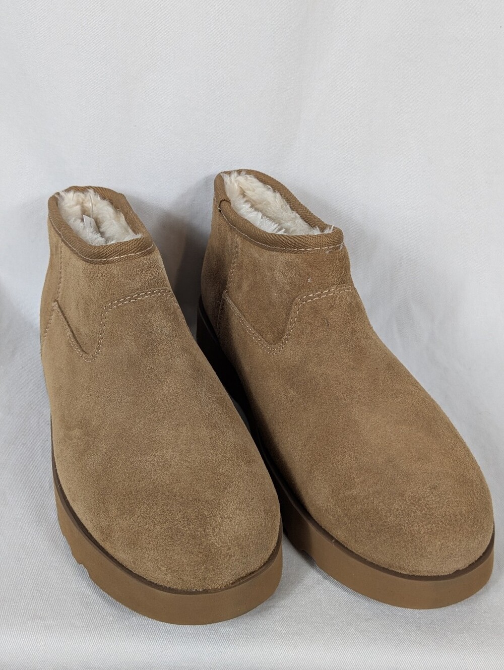 Time & Tru Cognac Suede Micro Booties